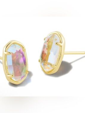 Kendra Scott Gold Aurora Iridescent Oval Stud Earrings